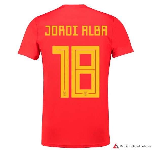 Camiseta Seleccion España Primera equipación Jordi Alba 2018 Rojo